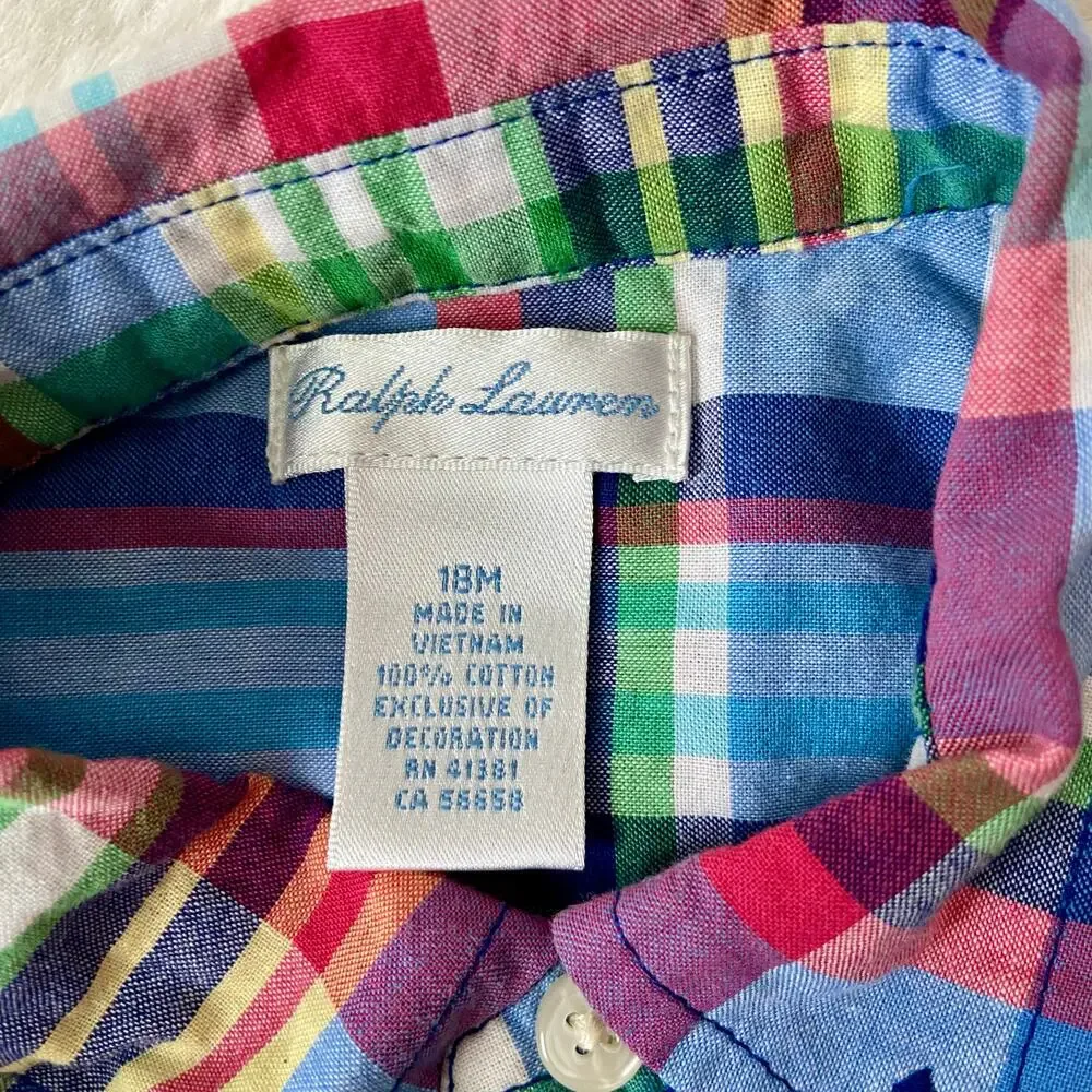 Ralph Lauren Plaid Button-Down Shirt Baby Boy 18 Months